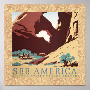 Retro Zie Amerika Western Cowboys Woestijn Boog WP Poster
