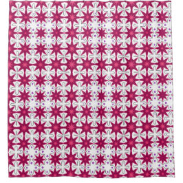 Retro ziet er roze paarse startbarst uit douchegordijn