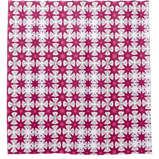 Retro ziet er roze paarse startbarst uit douchegordijn (Voorkant)