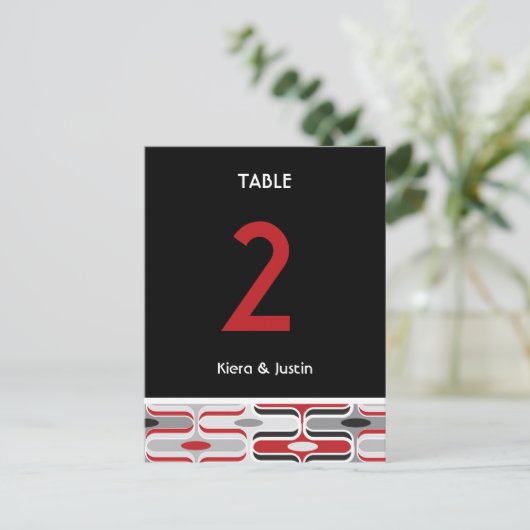 Retro Zig Zag Pattern Modern Art Deco Wedding Tabl Briefkaart (Staand voorkant)