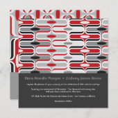 Retro Zig Zag Pattern Modern Art Wedding Invite Kaart (Voorkant / Achterkant)