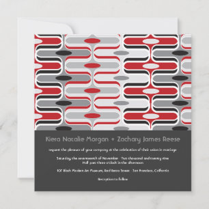 Retro Zig Zag Pattern Modern Art Wedding Invite Kaart