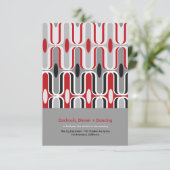 Retro Zig Zag Pattern Modern Art Wedding Reception Kaart (Staand voorkant)