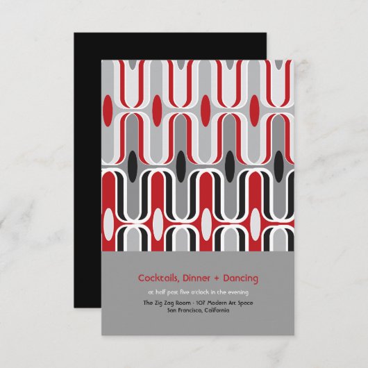 Retro Zig Zag Pattern Modern Art Wedding Reception Kaart (Voorkant / Achterkant)
