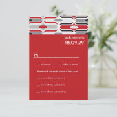 Retro Zig Zag Pattern Modern Art Wedding RSVP (Staand voorkant)