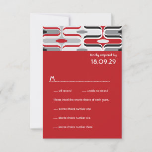 Retro Zig Zag Pattern Modern Art Wedding RSVP Kaartje