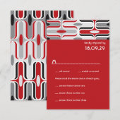 Retro Zig Zag Pattern Modern Art Wedding RSVP Kaartje (Voorkant / Achterkant)