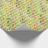 Retro Zig-Zag Sinaasappel & Groene Chevron Cadeaupapier (Hoek)