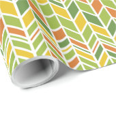 Retro Zig-Zag Sinaasappel & Groene Chevron Cadeaupapier (Rol Hoek)