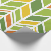 Retro Zig-Zag Sinaasappel & Groene Chevron Cadeaupapier (Hoek)