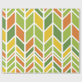 Retro Zig-Zag Sinaasappel & Groene Chevron Cadeaupapier (Vlak)