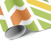 Retro Zig-Zag Sinaasappel & Groene Chevron Cadeaupapier (Rol Hoek)