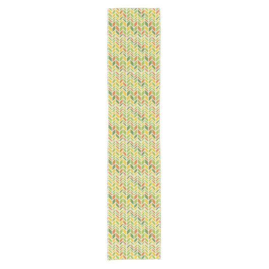 Retro Zig-Zag Sinaasappel & Groene Chevron Korte Tafelloper (Voorkant)