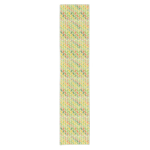 Retro Zig-Zag Sinaasappel & Groene Chevron Korte Tafelloper