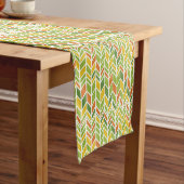 Retro Zig-Zag Sinaasappel & Groene Chevron Korte Tafelloper (Voorbeeld)