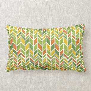 Retro Zig-Zag Sinaasappel & Groene Chevron Kussen
