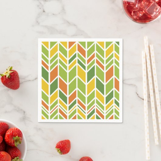 Retro Zig-Zag Sinaasappel & Groene Chevron Servet (Insitu)