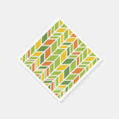 Retro Zig-Zag Sinaasappel & Groene Chevron Servet (Hoek)