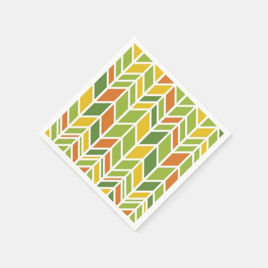 Retro Zig-Zag Sinaasappel & Groene Chevron Servet (Hoek)