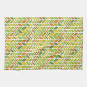Retro Zig-Zag Sinaasappel & Groene Chevron Theedoek (Horizontaal)