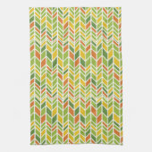 Retro Zig-Zag Sinaasappel & Groene Chevron Theedoek (Verticaal)
