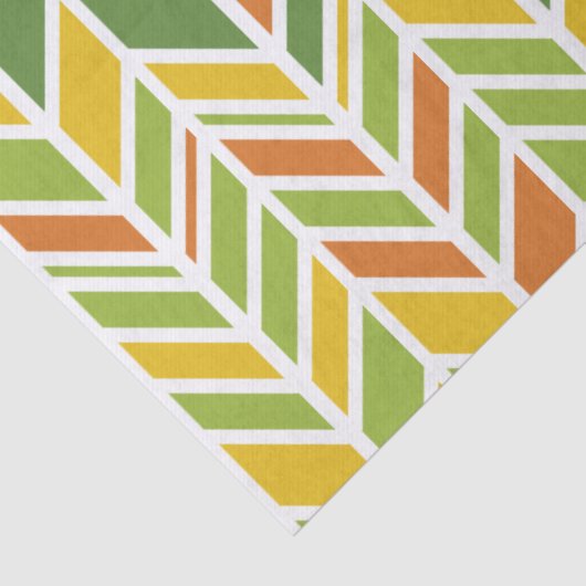 Retro Zig-Zag Sinaasappel & Groene Chevron Tissuepapier (Detail)