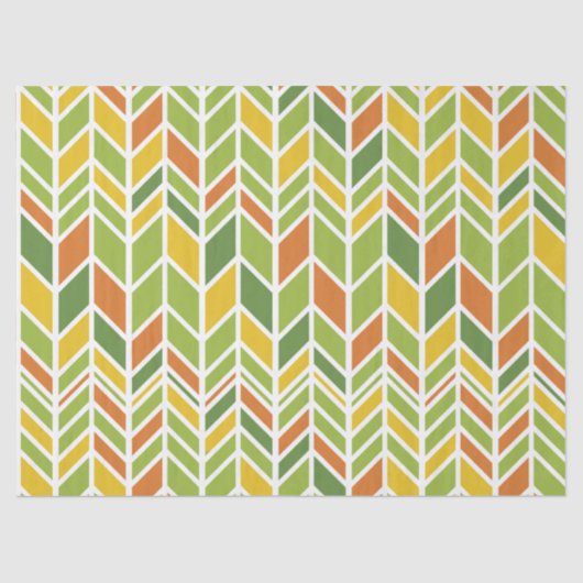 Retro Zig-Zag Sinaasappel & Groene Chevron Tissuepapier (Voorkant)
