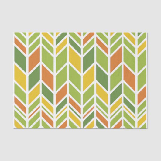 Retro Zig-Zag Sinaasappel & Groene Chevron Tissuepapier (Voorkant)