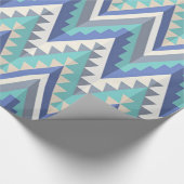 Retro Zigzag Chevron Blauwgroen Blauw Grijze Taupe Cadeaupapier (Hoek)