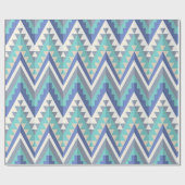 Retro Zigzag Chevron Blauwgroen Blauw Grijze Taupe Cadeaupapier (Vlak)