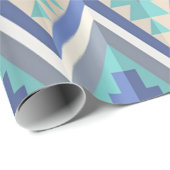 Retro Zigzag Chevron Blauwgroen Blauw Grijze Taupe Cadeaupapier (Rol Hoek)