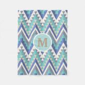 Retro Zigzag Chevron Blauwgroen Blauw Grijze Taupe Fleece Deken (Voorkant)