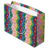 Retro zigzag Chevron Snowflake Pattern Groot Cadeauzakje (Achterkant Gekanteld)