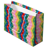 Retro zigzag Chevron Snowflake Pattern Groot Cadeauzakje (Voorkant Gekanteld)