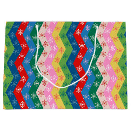 Retro zigzag Chevrongluinepatroon Groot Cadeauzakje