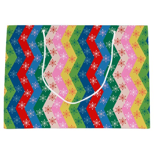 Retro zigzag Chevrongluinepatroon Groot Cadeauzakje (Voorkant)