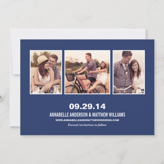 Retro zijriemen | De bekendmaking van de datum ops Save The Date (Achterkant)