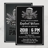 Retro Zilver Gerst Bier Bachelor Party Kaart (Voorkant / Achterkant)