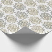 Retro Zilver Goud Bloem Patroon Cadeaupapier (Hoek)