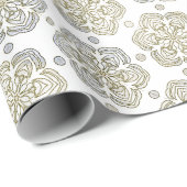 Retro Zilver Goud Bloem Patroon Cadeaupapier (Rol Hoek)