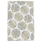 Retro Zilver Goud Bloem Patroon Medium Cadeauzakje (Voorkant)