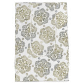 Retro Zilver Goud Bloem Patroon Medium Cadeauzakje (Achterkant)