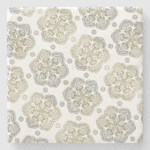 Retro Zilver Goud Bloem Patroon Stenen Onderzetter (Voorkant)