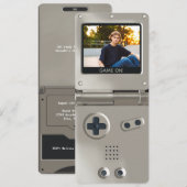 Retro Zilver Handheld Gaming II Verjaardag Kaart (Voorkant / Achterkant)
