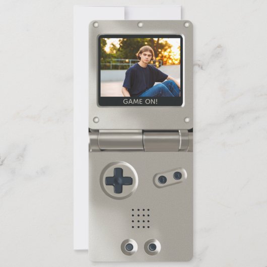 Retro Zilver Handheld Gaming II Verjaardag Kaart (Voorkant)