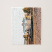 RETRO ZILVEREN CAMPER TRAILER LEGPUZZEL (Verticaal)