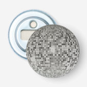 Retro Zilveren Disco Bal - Feest Spiegelbal Button Flesopener (Voorkant)