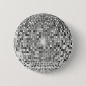 Retro Zilveren Discobal - Glitterende Speld Knoop Ronde Button 5,7 Cm (Voorkant)