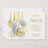 Retro Zilveren en Gouden Ornamenten Kerstfeest Kaart (Voorkant)