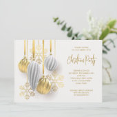 Retro Zilveren en Gouden Ornamenten Kerstfeest Kaart (Staand voorkant)